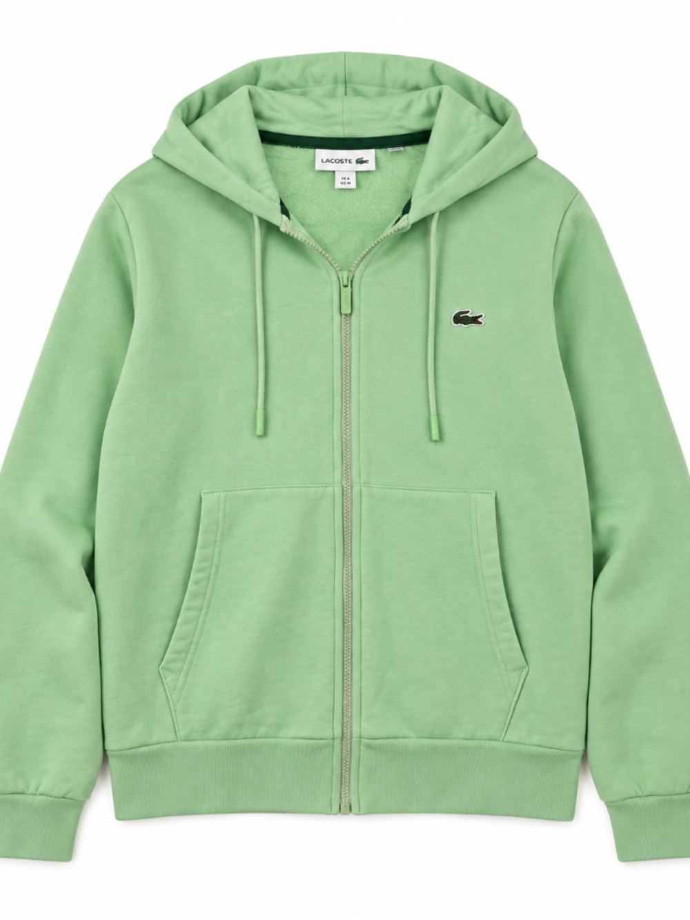 Lacoste hoodie M mint green fleece lined draw string pocket athleisure sport